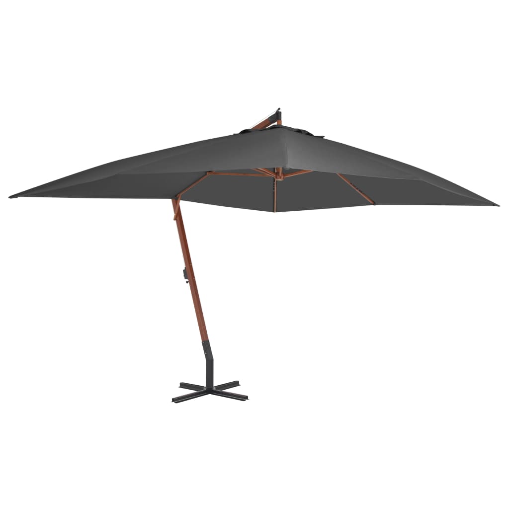 Vidaxl -schwimmendes Parasol mit Holzstange 400 x 300 cm Anthrazit -Gelenkt