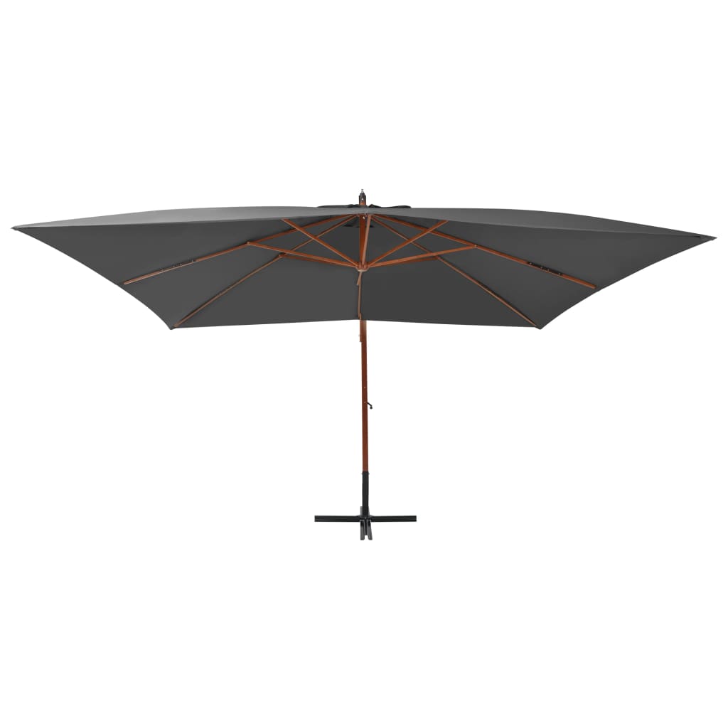 Vidaxl -schwimmendes Parasol mit Holzstange 400 x 300 cm Anthrazit -Gelenkt