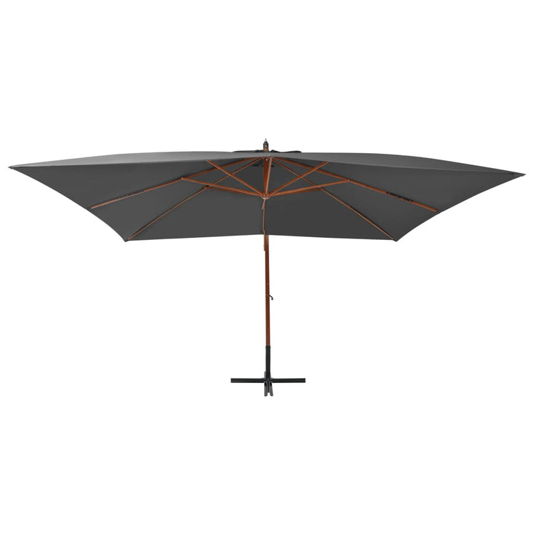 Vidaxl -schwimmendes Parasol mit Holzstange 400 x 300 cm Anthrazit -Gelenkt