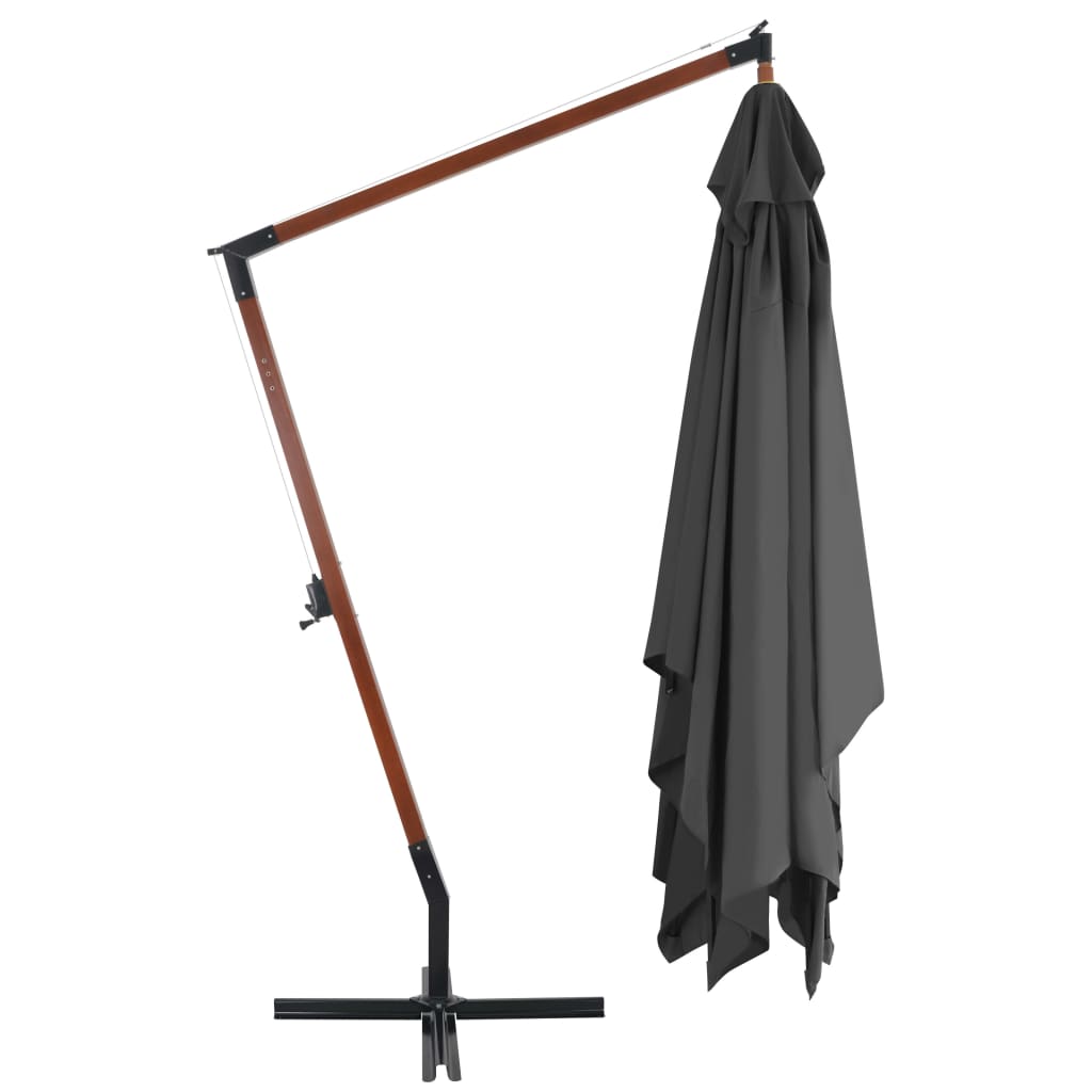 Vidaxl -schwimmendes Parasol mit Holzstange 400 x 300 cm Anthrazit -Gelenkt