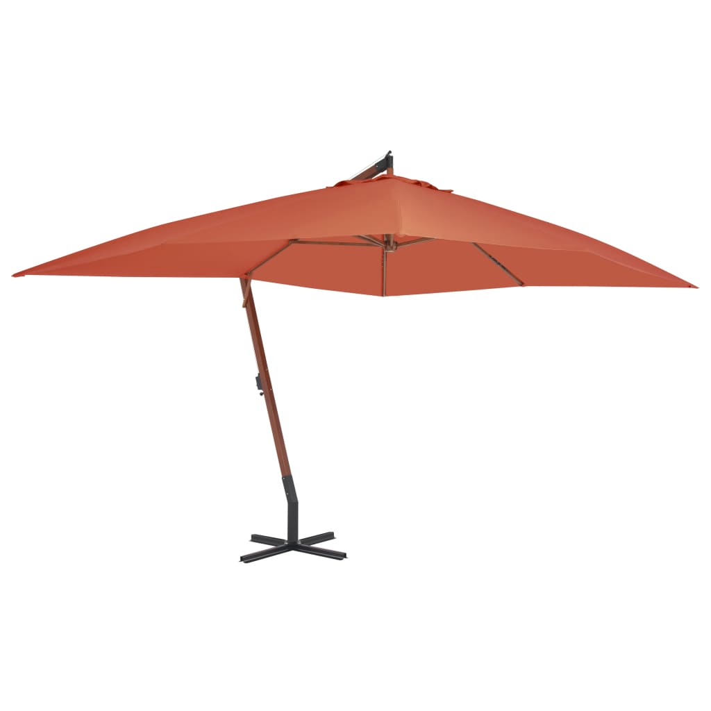 Vidaxl -schwimmendes Parasol mit Holzstange 400x300 cm Terrakotta -gelöscht