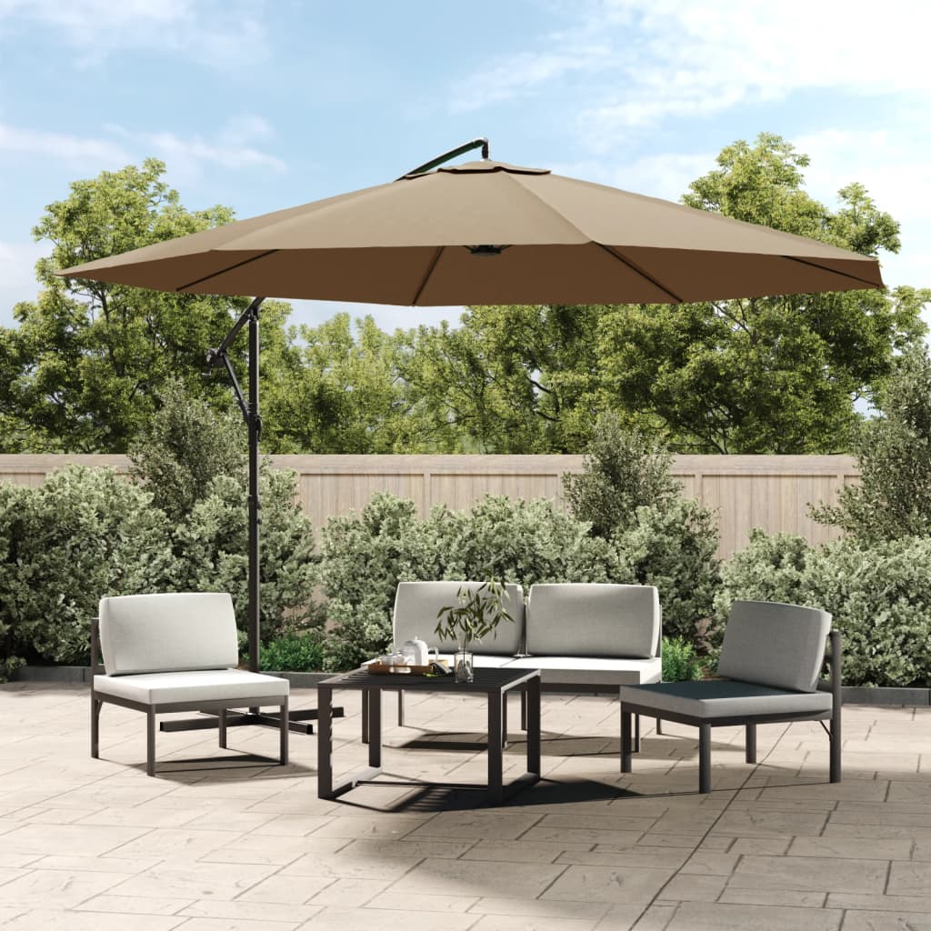 Vidaxl -schwimmendes Parasol mit Aluminiumpol 350 cm Taupe