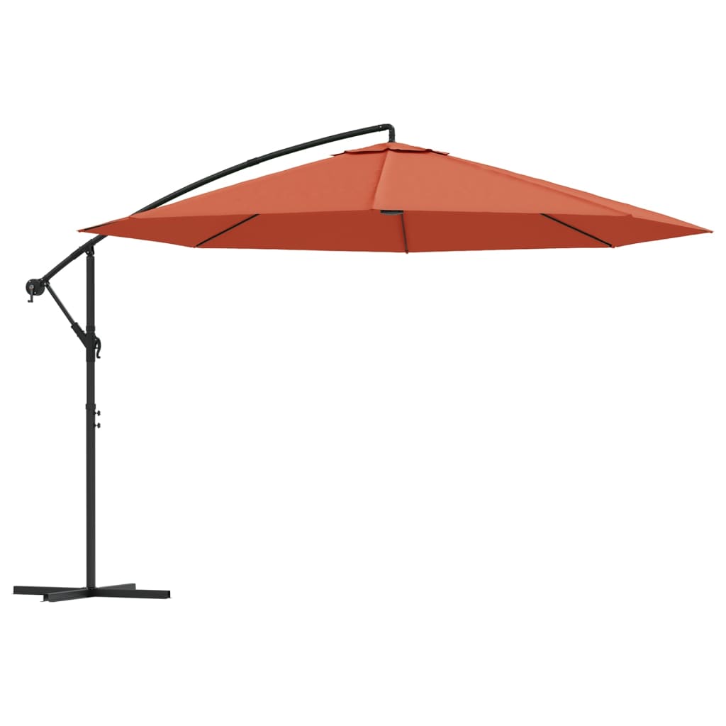 Vidaxl -schwimmendes Parasol mit Aluminiumpol 350 cm Terrakotta -gelöscht