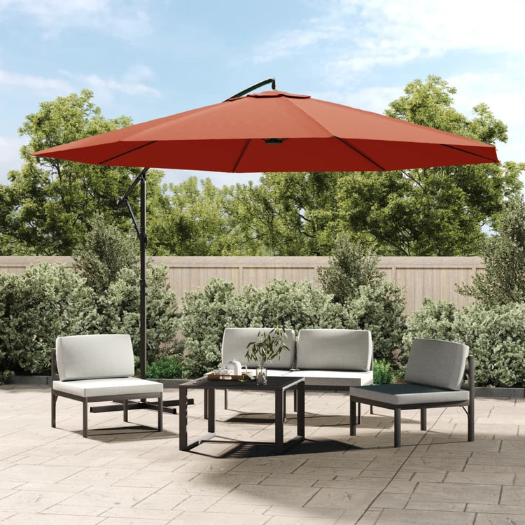 Vidaxl -schwimmendes Parasol mit Aluminiumpol 350 cm Terrakotta -gelöscht
