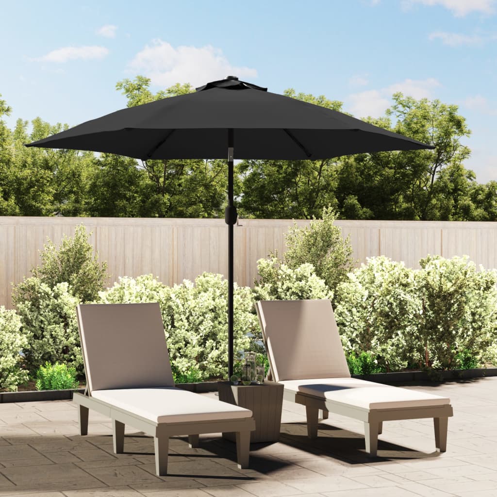 VIDAXL -Parasol mit LED -Beleuchtung und Stahlpol 300 cm Anthrazit