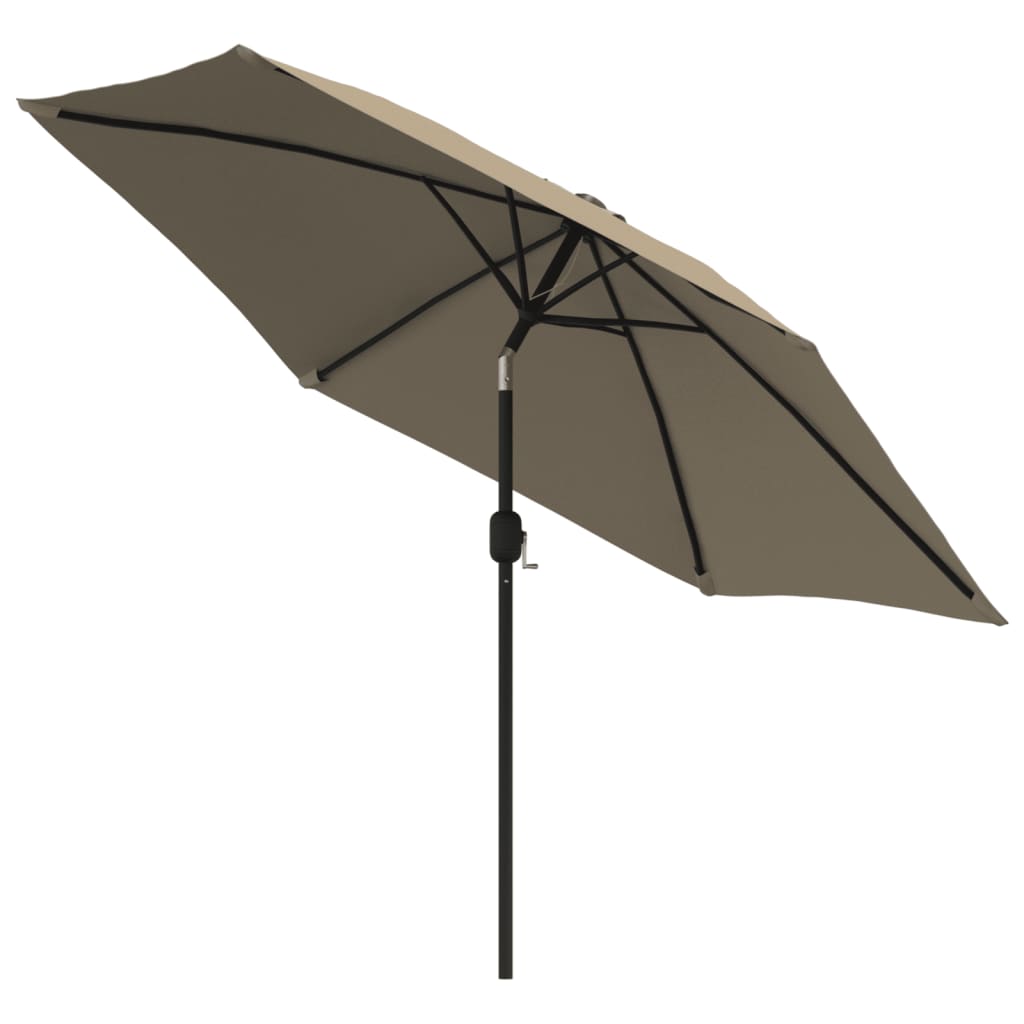 Vidaxl -Parasol mit LED -Beleuchtung und Stahlpol 300 cm Taupe