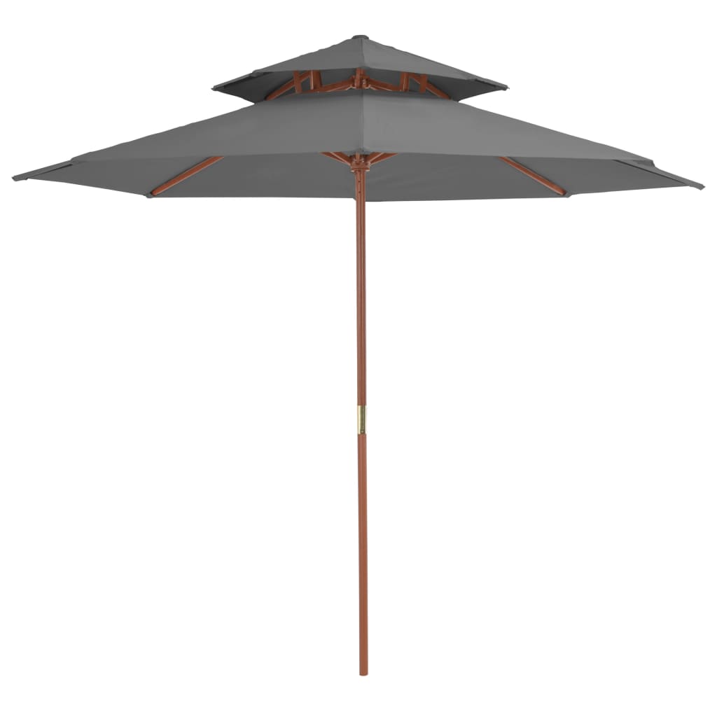 Vidaxl Parasol Double Decker mit Holzstange 270 cm Anthrazit