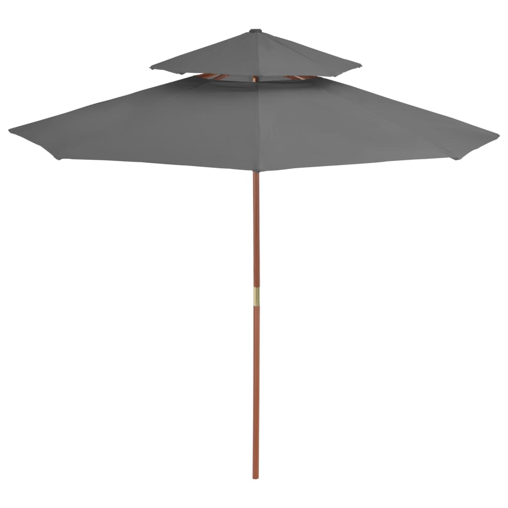 Vidaxl Parasol Double Decker mit Holzstange 270 cm Anthrazit