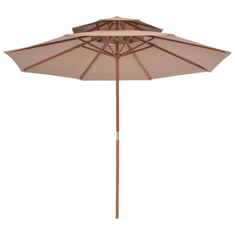 Vidaxl Parasol Double Decker mit Holzstange 270 cm Taupe