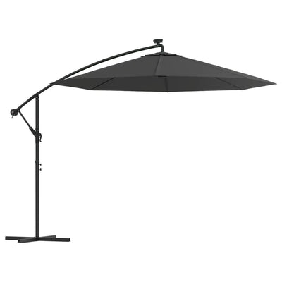 Vidaxl -schwimmender Parasol mit LED -Beleuchtungsstahlstahl 300 cm Anthrazit