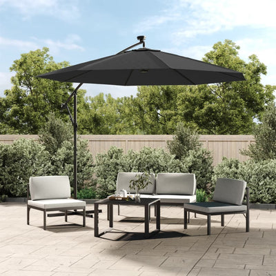 Vidaxl -schwimmender Parasol mit LED -Beleuchtungsstahlstahl 300 cm Anthrazit