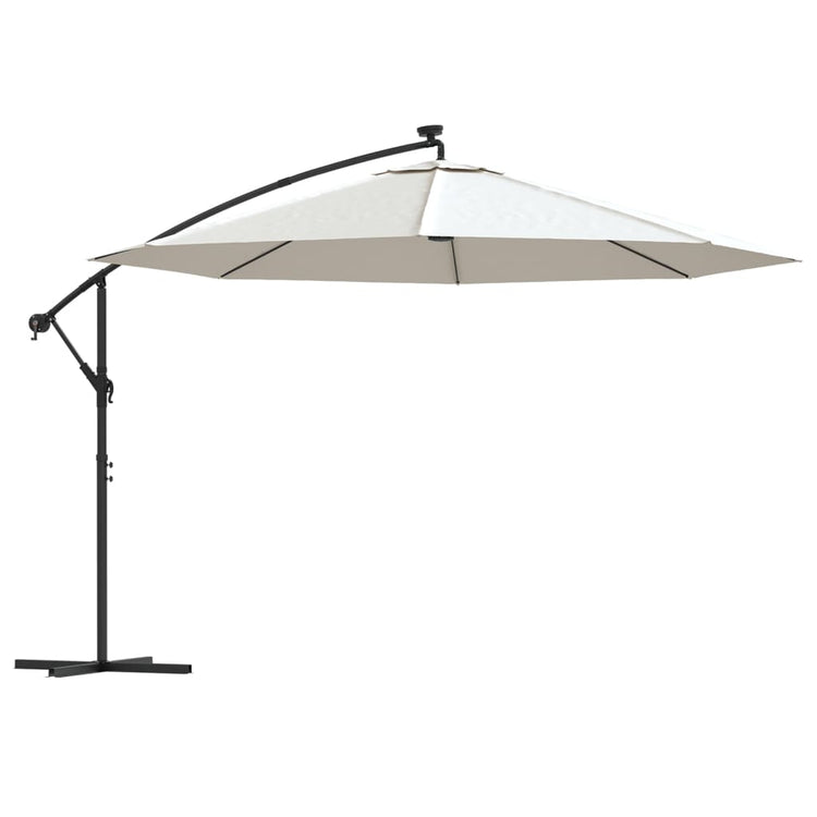 Vidaxl -schwimmendes Parasol mit LED -Beleuchtung und Metallstast 350 cm Sand
