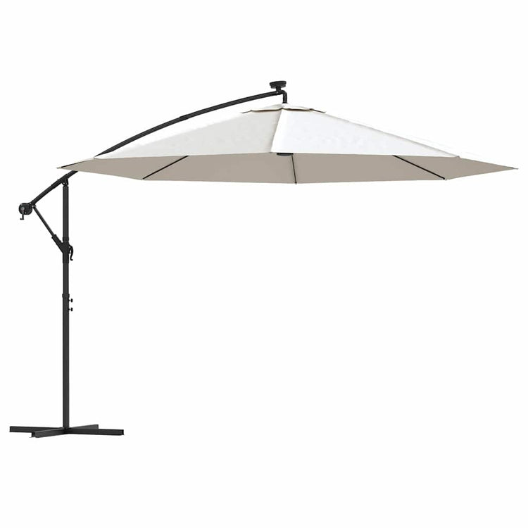Vidaxl -schwimmendes Parasol mit LED -Beleuchtung und Metallstast 350 cm Sand