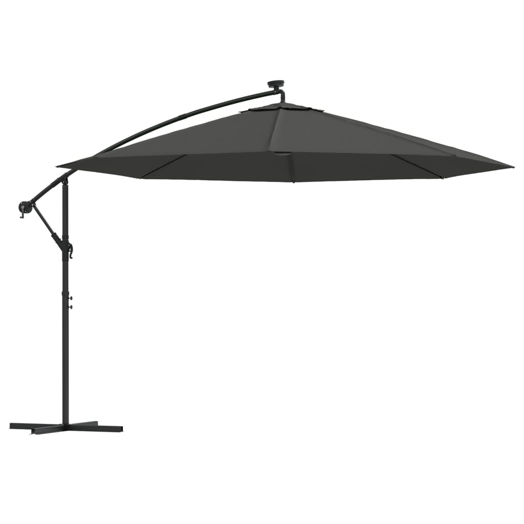 Vidaxl -schwimmender Parasol mit LED -Beleuchtung Metallpol 350 cm Anthrazit