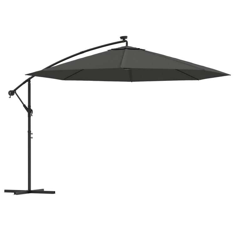 Vidaxl -schwimmender Parasol mit LED -Beleuchtung Metallpol 350 cm Anthrazit