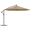 Vidaxl -schwimmendes Parasol mit LED -Beleuchtung und Metallpol 350 cm Taupe