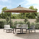 Vidaxl -schwimmendes Parasol mit LED -Beleuchtung und Metallpol 350 cm Taupe
