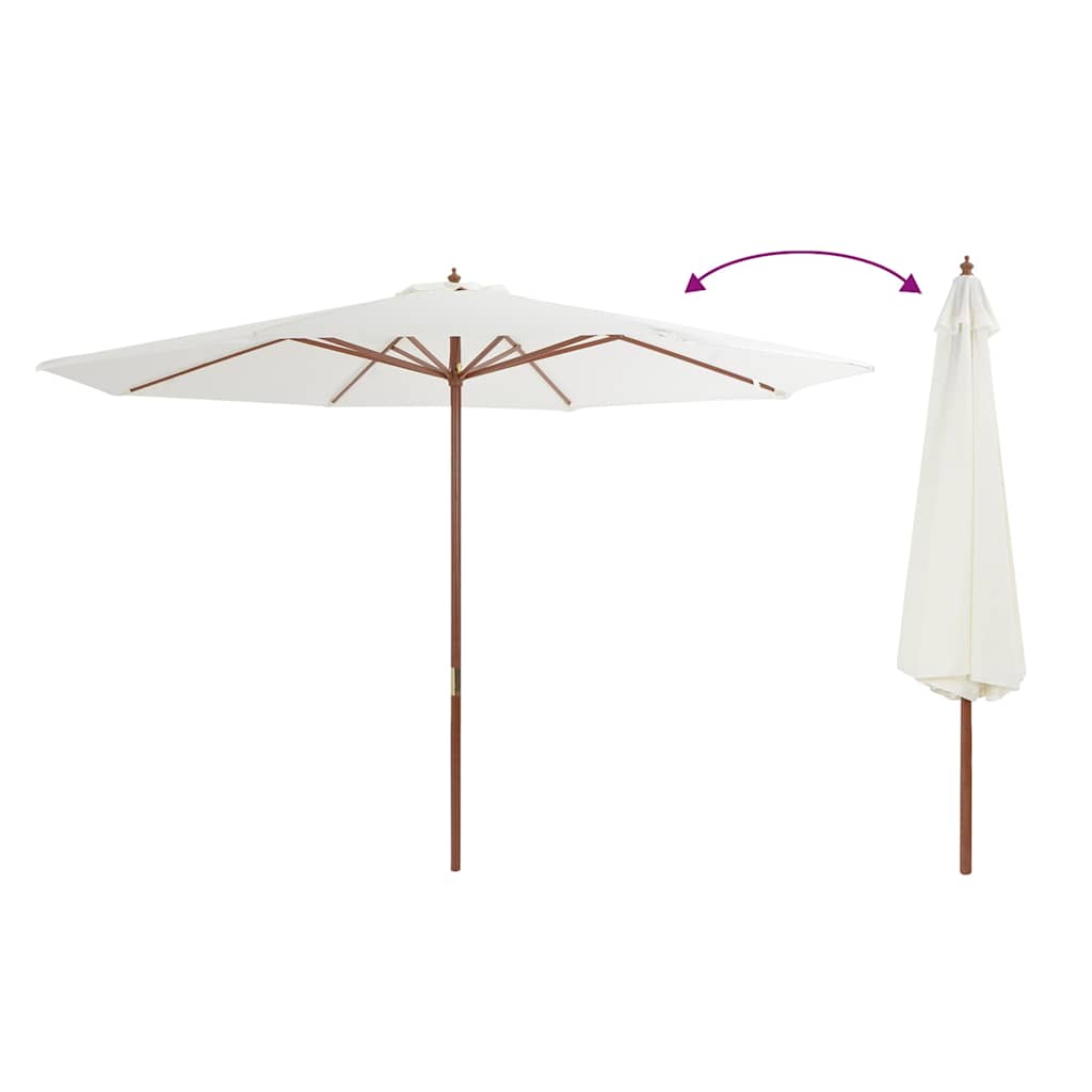 Vidaxl -Parasol mit Holzstange 350 cm Sandweiß