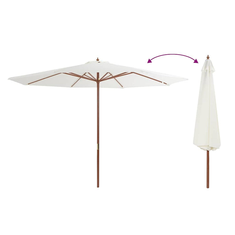 Vidaxl -Parasol mit Holzstange 350 cm Sandweiß