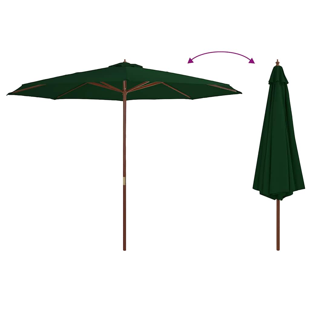 Vidaxl -Parasol mit Holzstange 350 cm Grün