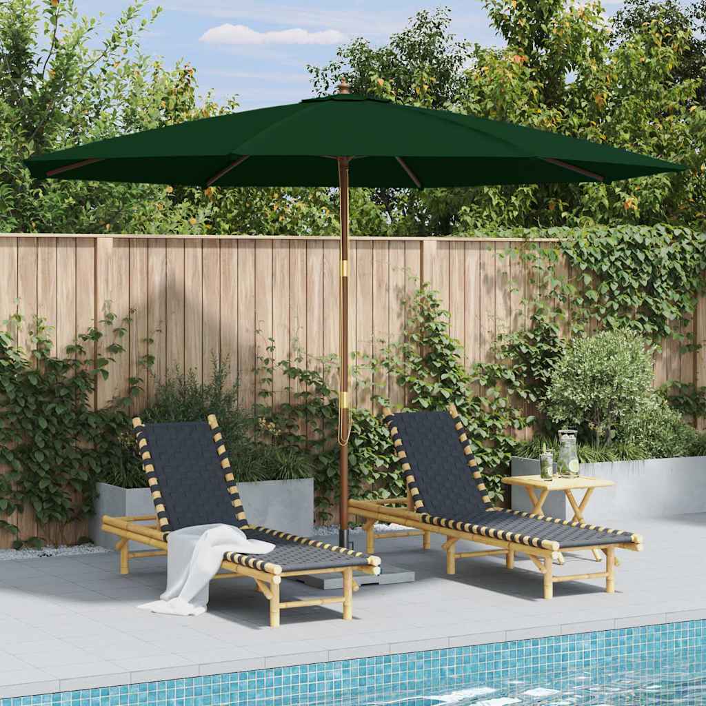 Vidaxl -Parasol mit Holzstange 350 cm Grün