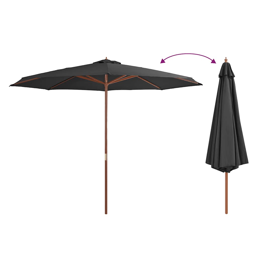 Vidaxl -Parasol mit Holzstange 350 cm Anthrazit