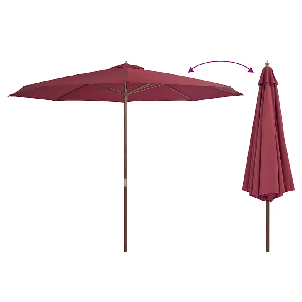 Vidaxl Parasol mit Holzstange 350 cm Bordeaux Rot