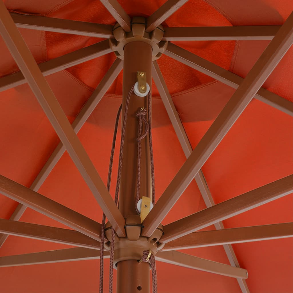 Vidaxl -Parasol mit Holzstange 350 cm Terrakotta -gelöscht