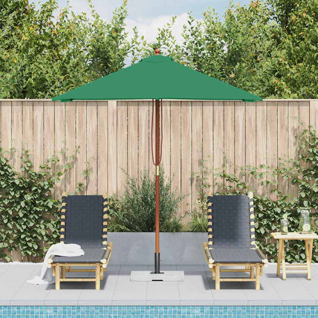 Vidaxl -Parasol mit Holzstange 150x200 cm Grün