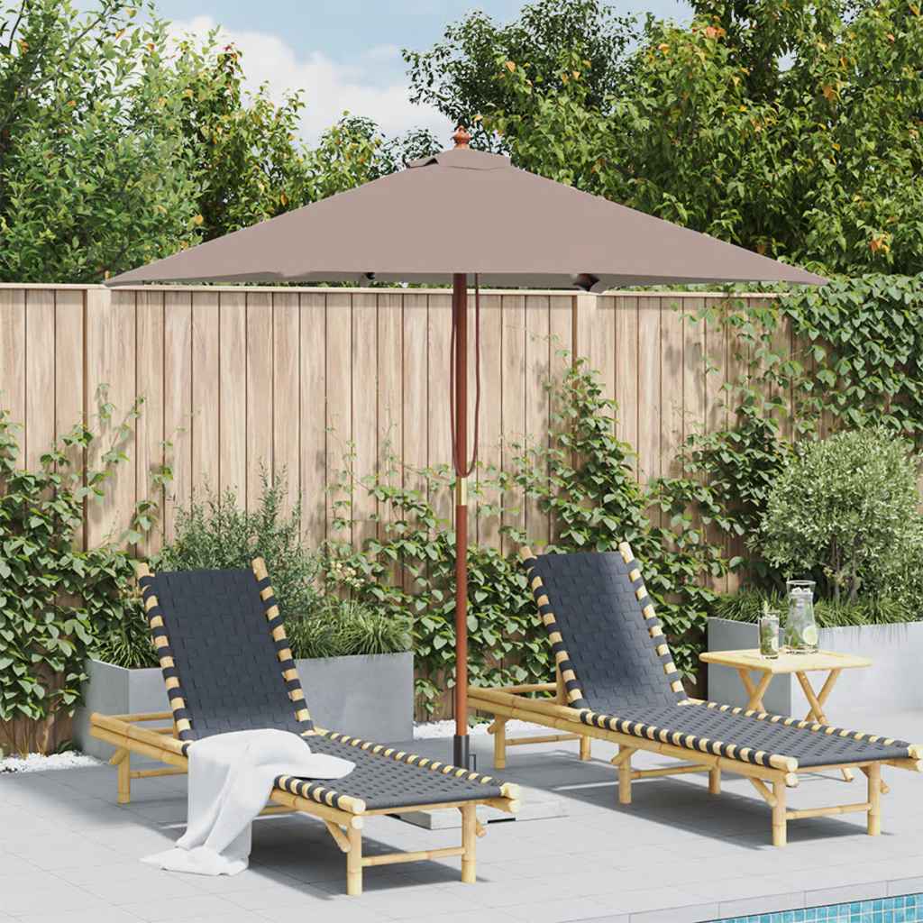 Vidaxl -Parasol mit Holzstange 150x200 cm Taupe