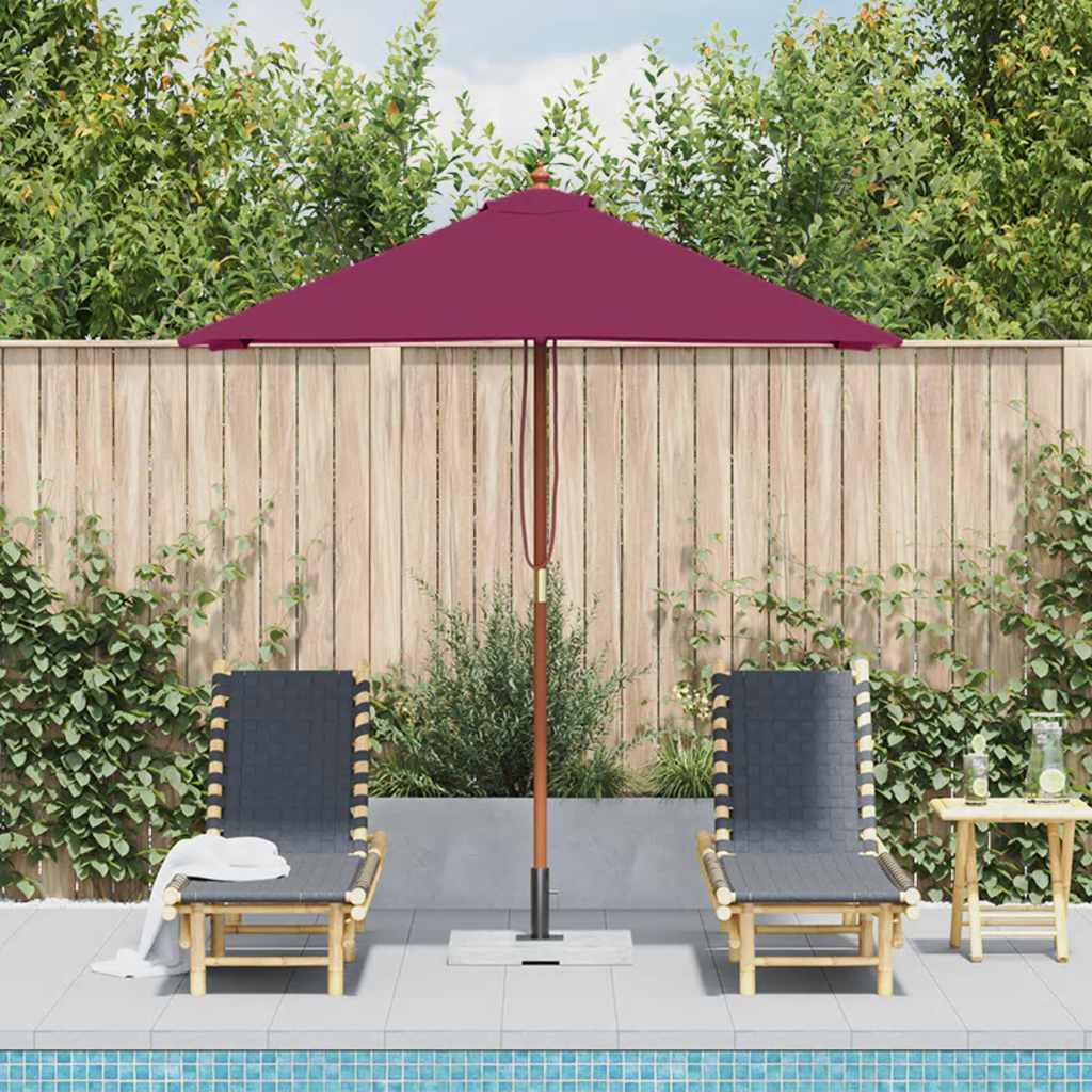 Vidaxl -Parasol mit Holzstange 150x200 cm Bordeaux Rot