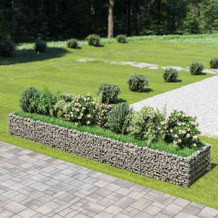 Vidaxl Gabion Pflanzer 450 x 90 x 50 cm verzinkter Stahl angehoben