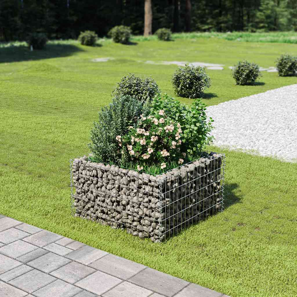 Vidaxl Gabion -Pflanzer erhöht 90 x 90 x 50 cm verzinkter Stahl