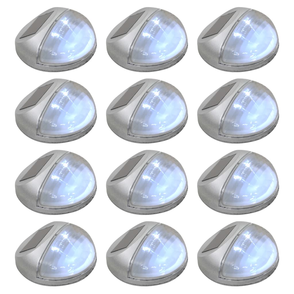 Vidaxl LED -Wandlampen Solar um Silber 12 PCs