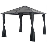 Vidaxl -Laube mit Vorhang 3x3 m Aluminiumschwarz - afbeelding 1