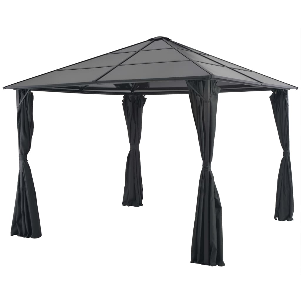 Vidaxl -Laube mit Vorhang 3x3 m Aluminiumschwarz