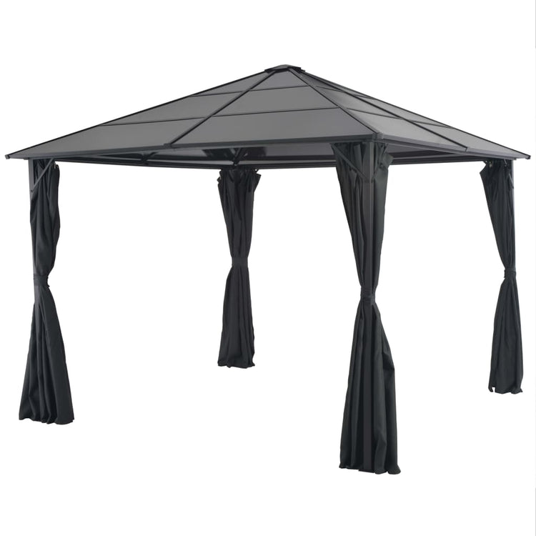 Vidaxl -Laube mit Vorhang 3x3 m Aluminiumschwarz