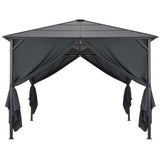 Vidaxl -Laube mit Vorhang 3x3 m Aluminiumschwarz - afbeelding 2
