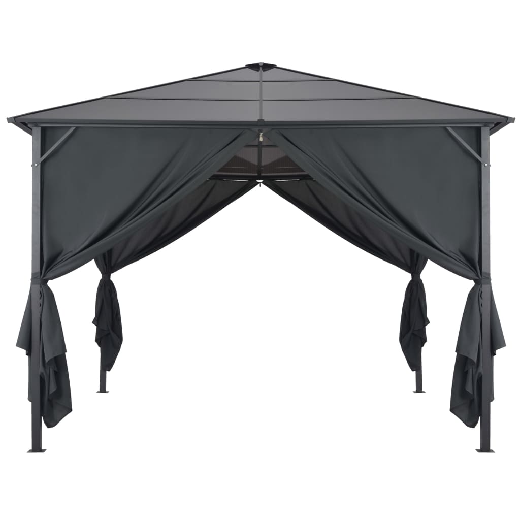 Vidaxl -Laube mit Vorhang 3x3 m Aluminiumschwarz