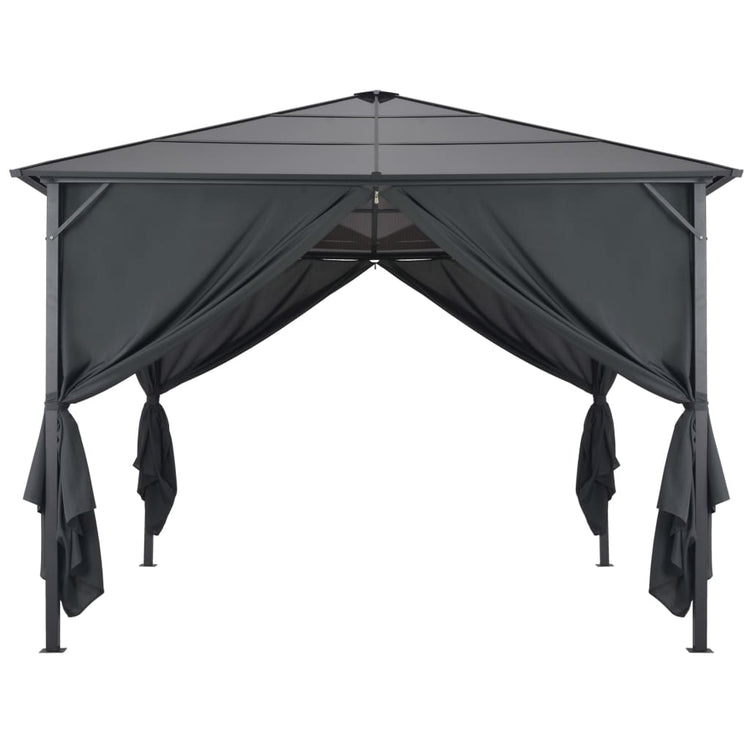Vidaxl -Laube mit Vorhang 3x3 m Aluminiumschwarz