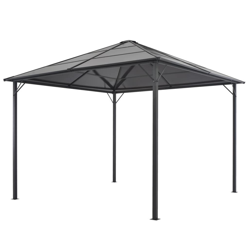 Vidaxl -Laube mit Dach 3x3 M Aluminium Anthrazit gefärbt