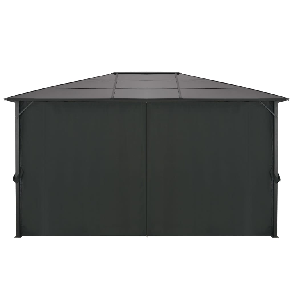 Vidaxl -Laube mit Vorhang 4x3x2,6 cm Aluminiumschwarz