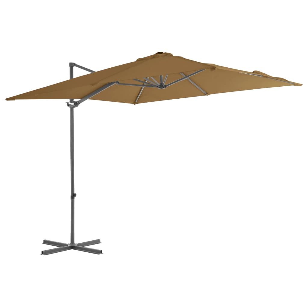 Vidaxl -schwimmender Parasol mit Stahlpol 250x250 cm Taupe