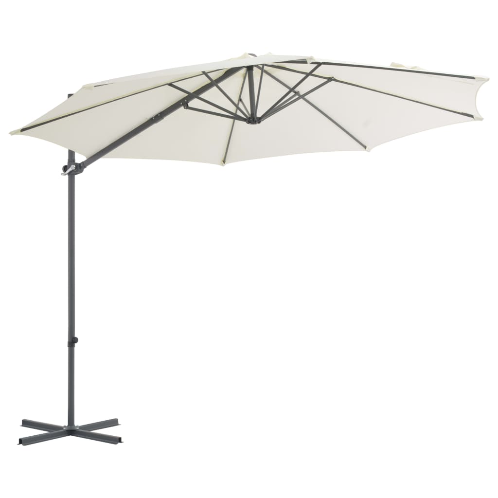 Vidaxl -schwimmendem Parasol mit Stahlpol 300 cm sandgeläutet