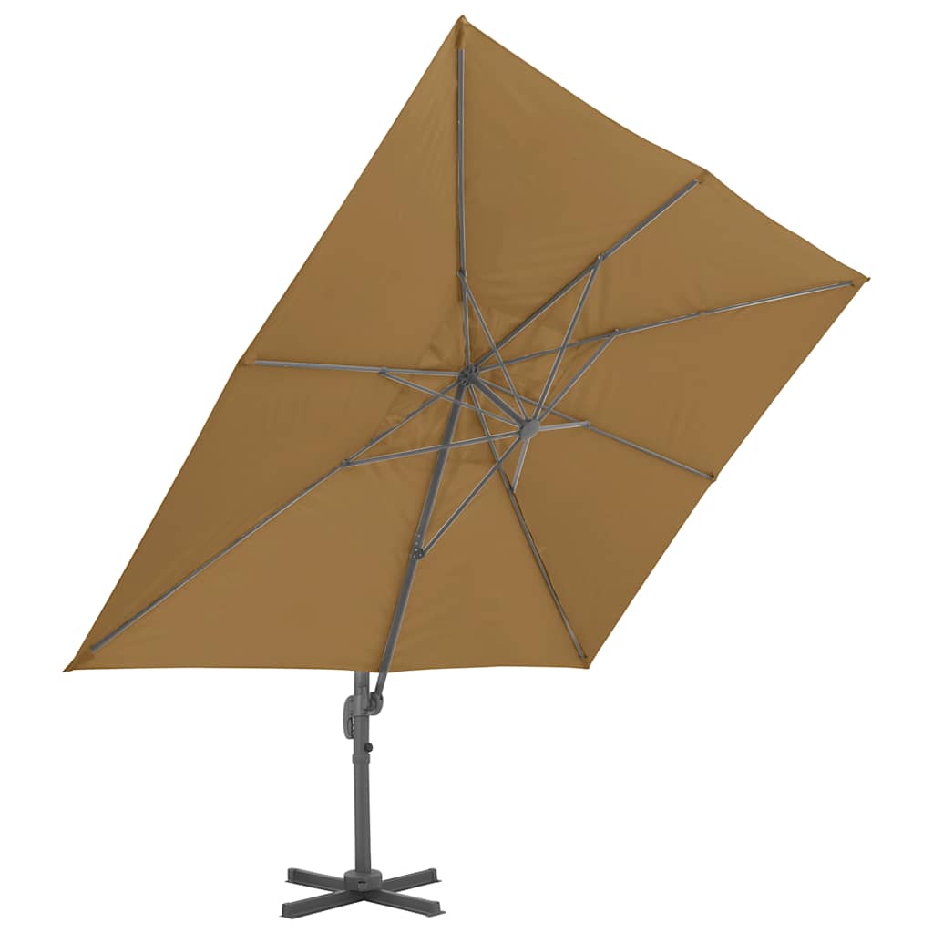 Vidaxl -schwimmendes Parasol mit Aluminiumpol 400x300 cm Taupe