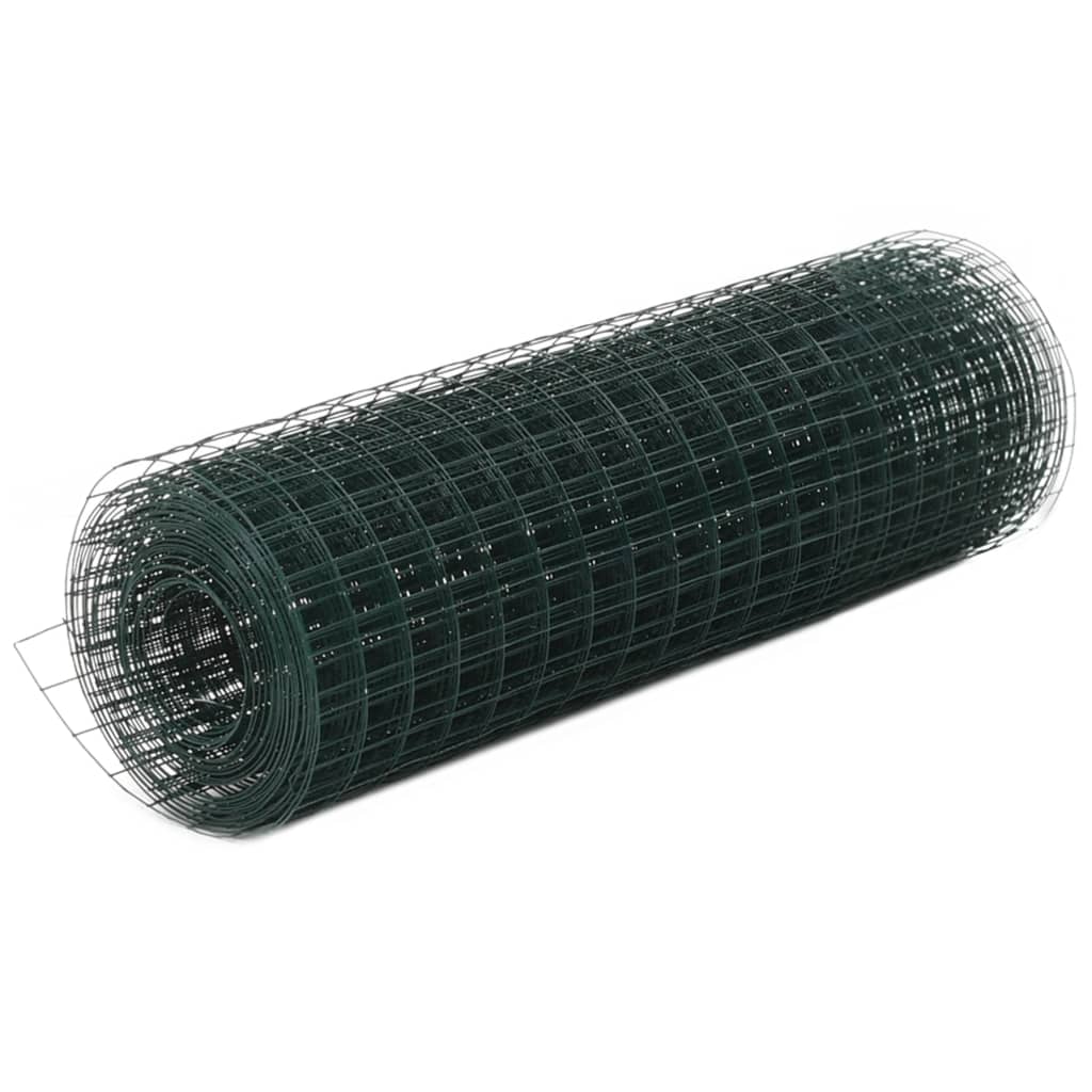 Vidaxl -Hühnerdraht 10x0,5 m Stahl mit PVC -Beschichtung grün