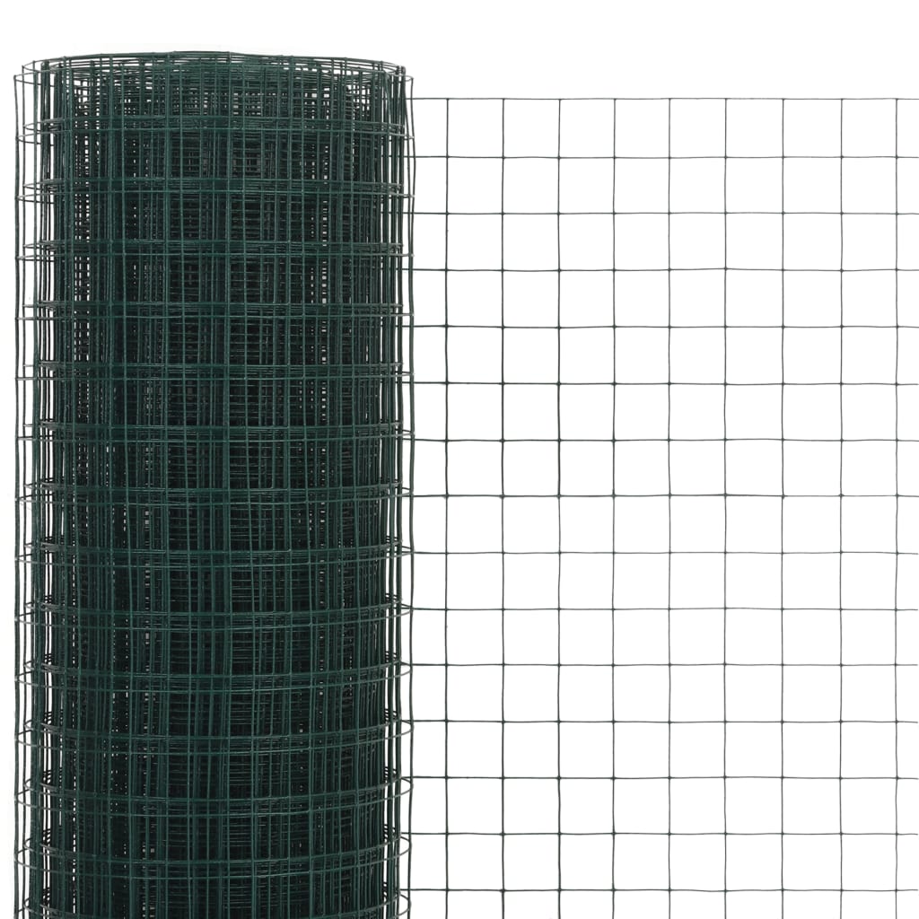 Vidaxl -Hühnerdraht 10x0,5 m Stahl mit PVC -Beschichtung grün