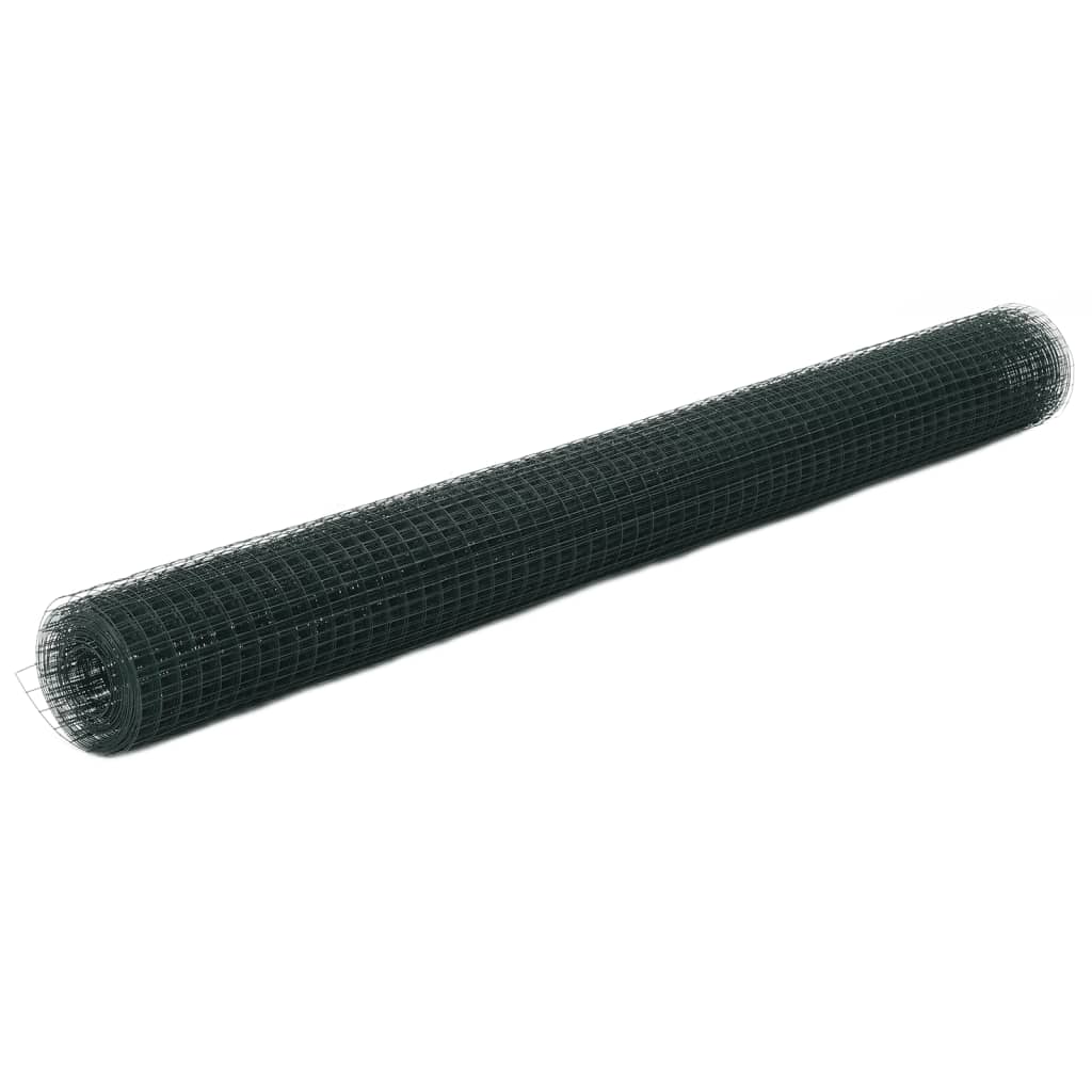 Vidaxl -Hühnerdraht 10x1,5 m Stahl mit PVC -Beschichtung grün