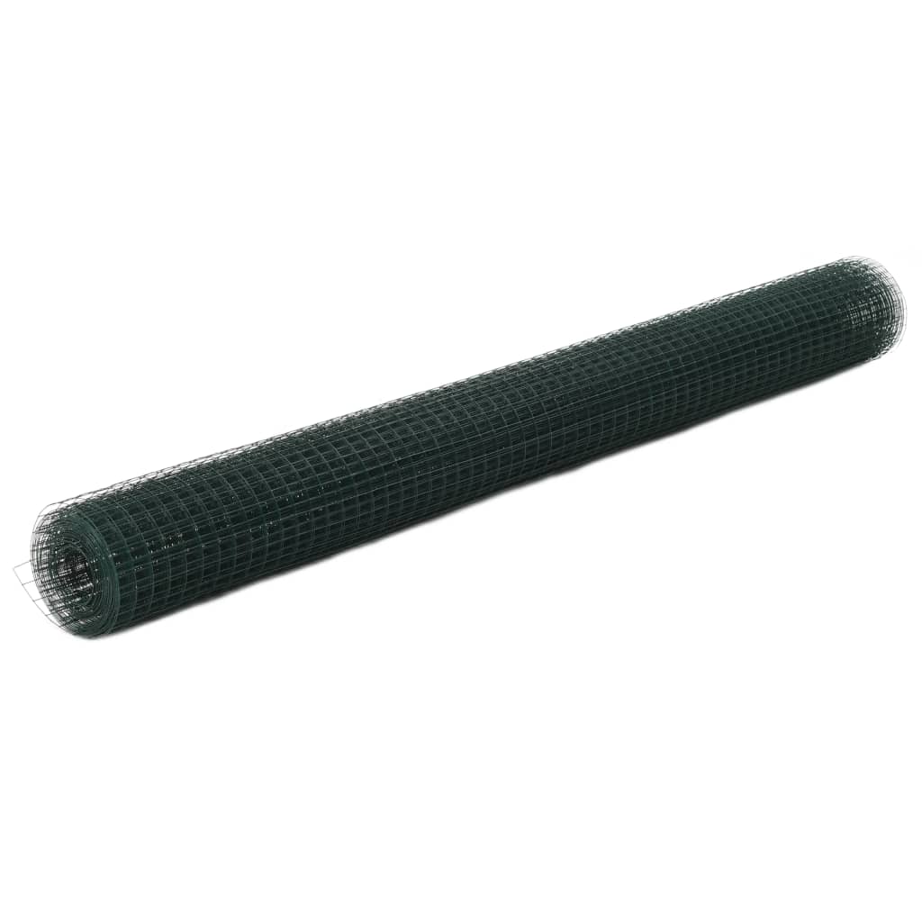 Vidaxl -Hühnerdraht 10x1,5 m Stahl mit PVC -Beschichtung grün