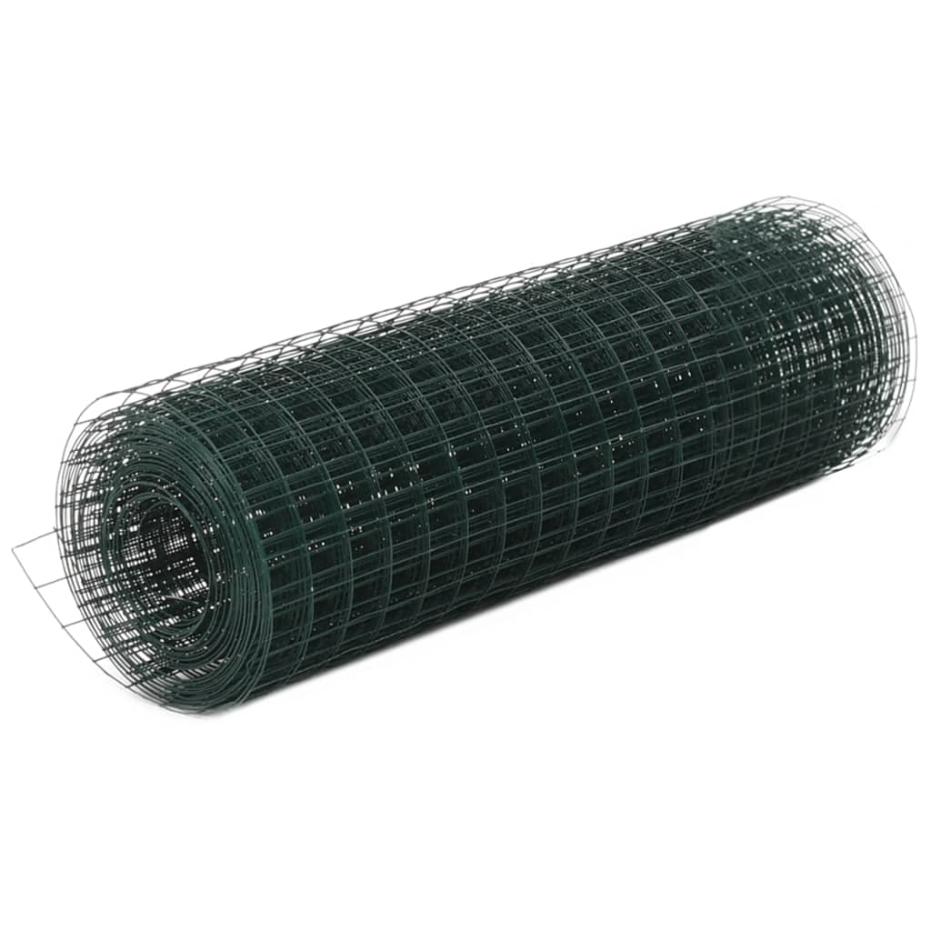 Vidaxl -Hühnerdraht 25x0,5 m Stahl mit PVC -Beschichtung grün